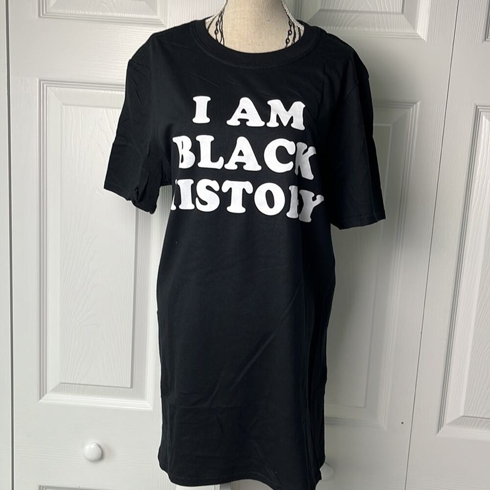 I Am Black History Tee Black White Small